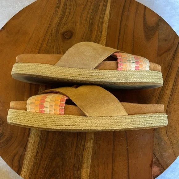 TOMS Woven Paloma Platform Suede Sandals Slides- Size 6 W - Picture 4 of 5
